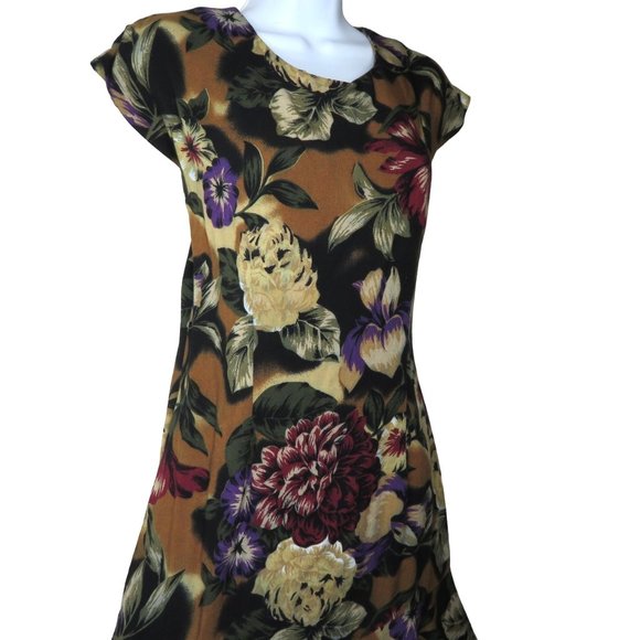 Vintage Sheri Martin Knee Length Shift Dress Floral Ruffle Hem Hawaiian MuuMuu - Picture 5 of 11